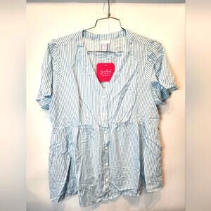 New‎ Ingrid Maternity Top Blouse Blue & White Cool Top  NWT Size XXL